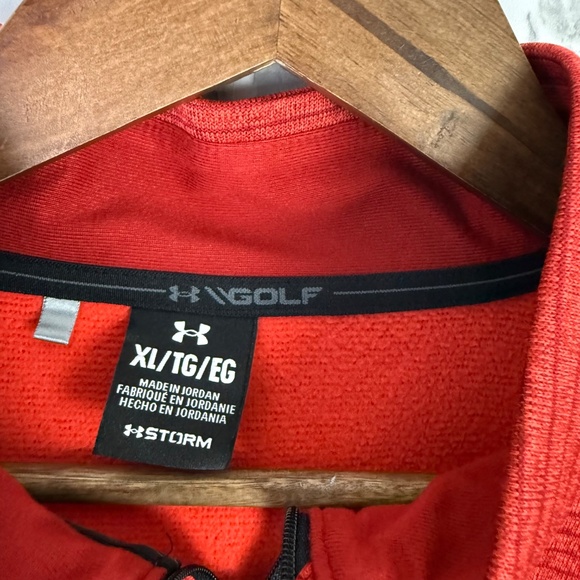 Under Armour Golf Storm Soft Red Fine Striped Quarter Zip Pullover Jacket Men XL - Picture 3 of 8